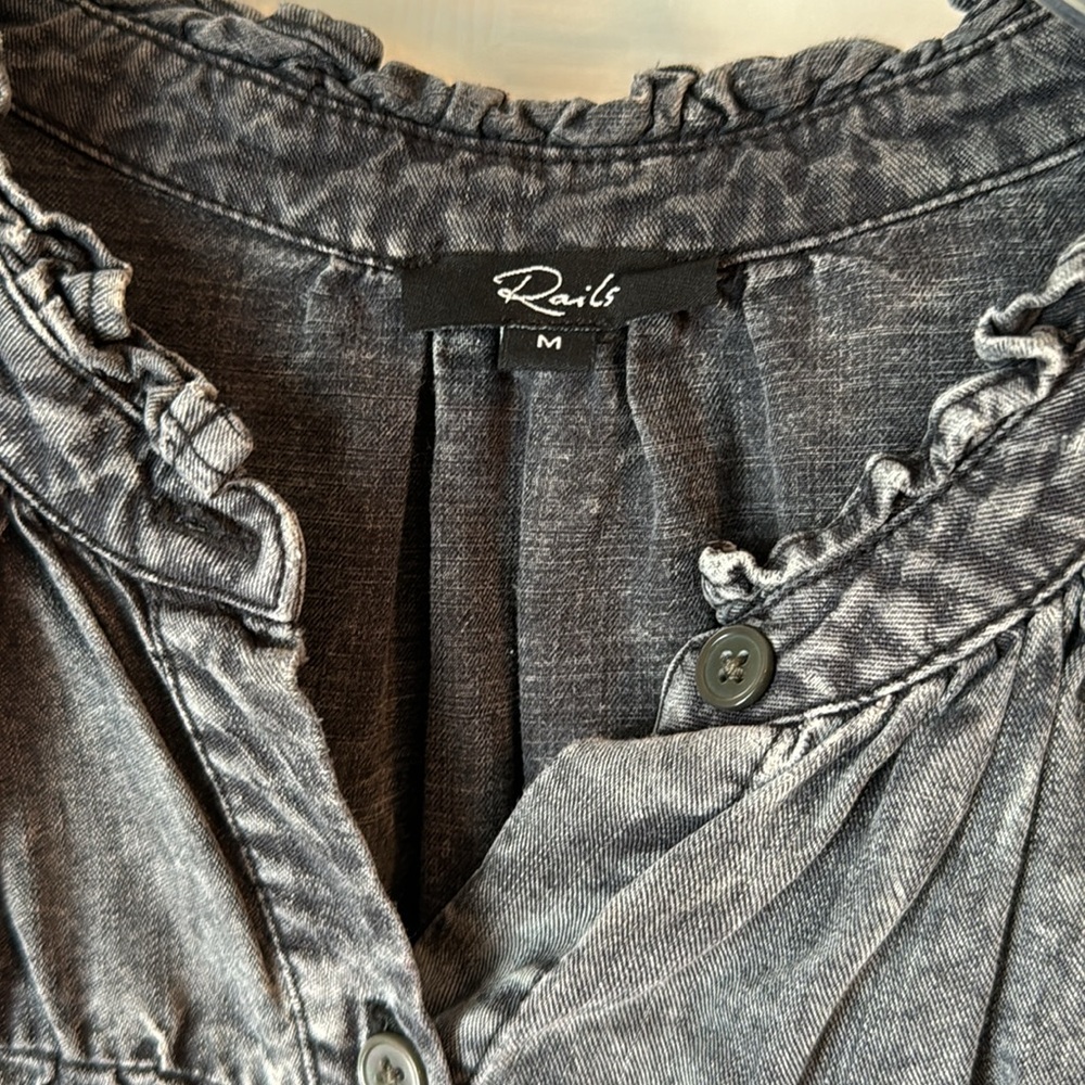 Rails “Ruthie” Ruffle Sleeve Tencel Denim Blouse … - image 4